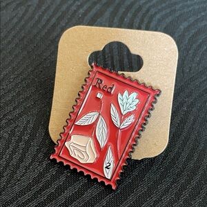 Taylor Swift Red Postage Stamp Enamel Pin Floral Design Red Album